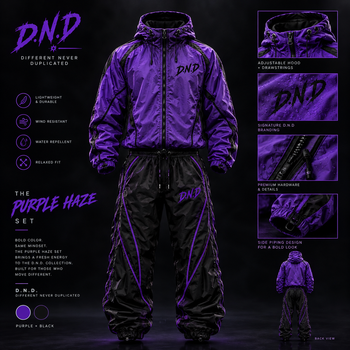 D.N.D. Purple Reign Windbreaker Set